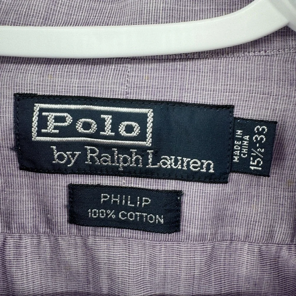 Polo Ralph Lauren Philip Shirt Mens 15.5x33 French Cuff Lavender Purple Solid